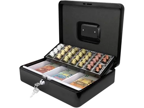 Caja Fuerte Portátil Grande - Con Portamonedas - Negro - ACROPAQ