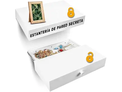 Elder Welder® Estantería Blanca con Compartimento Secreto | 30x60 cm | Caja Fuerte Empotrable