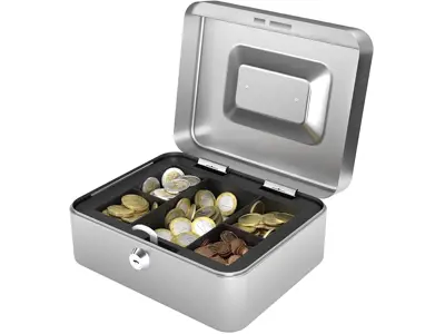 Caja Fuerte Portátil Acropaq - Pequeña, Con Portamonedas - Plata