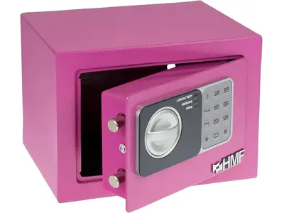 Caja Fuerte Pequeña HMF 46126-15, Cerradura de Combinación, 23x17x17 cm, Rosa.