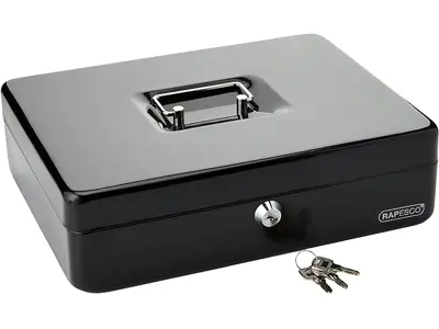 Caja Fuerte Portátil Rapesco SB0012B1 con Portamonedas, 30cm, Negro